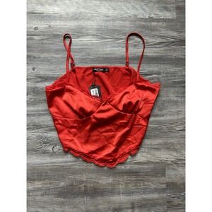 NWT‎ Nasty Gal Lace Trim Andy Hem Cami Top Red Size 6 Shirt